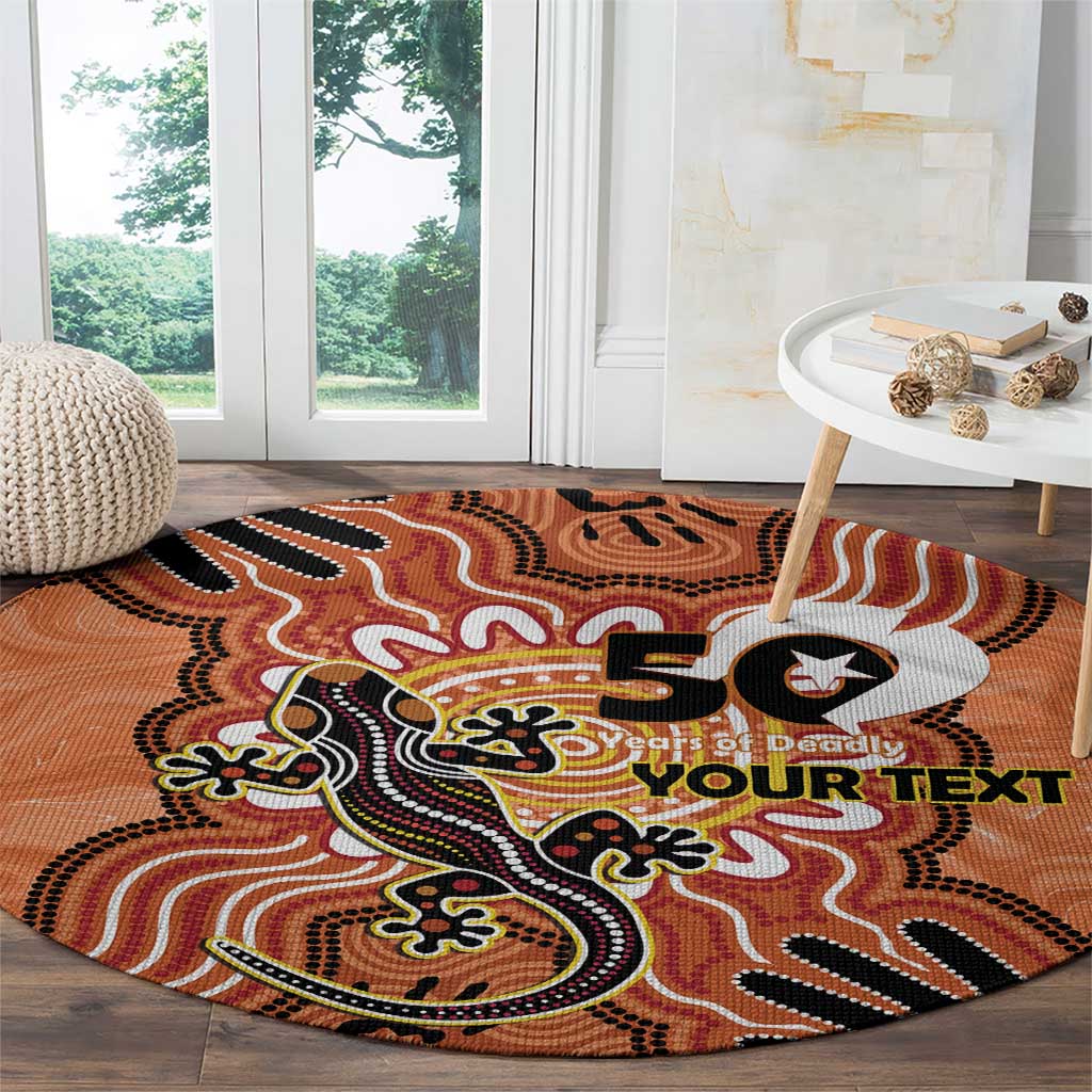 Personalised Australia Lizard NAIDOC Week 2026 Round Carpet 50 Years of Deadly Aboriginal Art