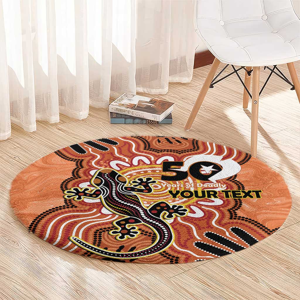 Personalised Australia Lizard NAIDOC Week 2026 Round Carpet 50 Years of Deadly Aboriginal Art
