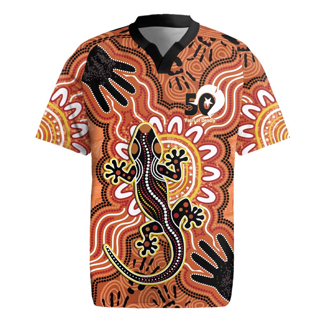 Personalised Australia Lizard NAIDOC Week 2026 Rugby Jersey 50 Years of Deadly Aboriginal Art