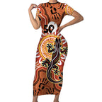 Personalised Australia Lizard NAIDOC Week 2026 Short Sleeve Bodycon Dress 50 Years of Deadly Aboriginal Art
