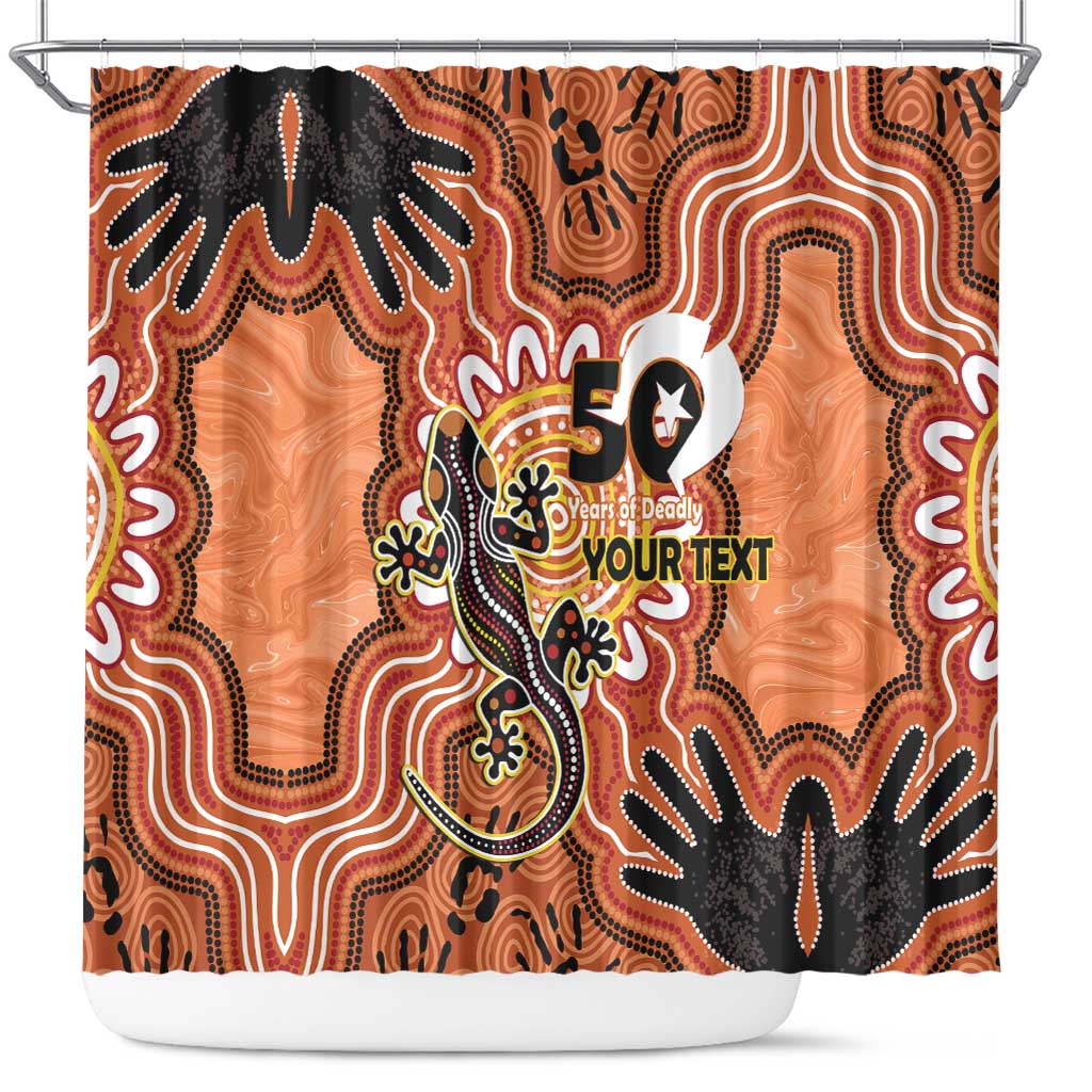 Personalised Australia Lizard NAIDOC Week 2026 Shower Curtain 50 Years of Deadly Aboriginal Art