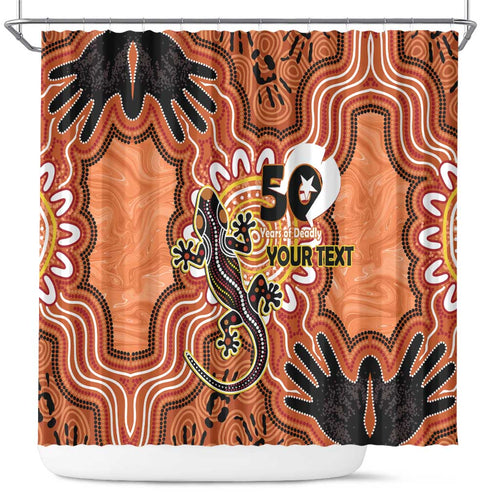 Personalised Australia Lizard NAIDOC Week 2026 Shower Curtain 50 Years of Deadly Aboriginal Art