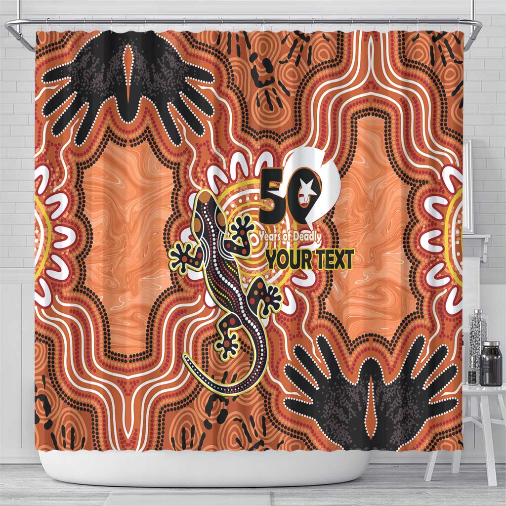 Personalised Australia Lizard NAIDOC Week 2026 Shower Curtain 50 Years of Deadly Aboriginal Art