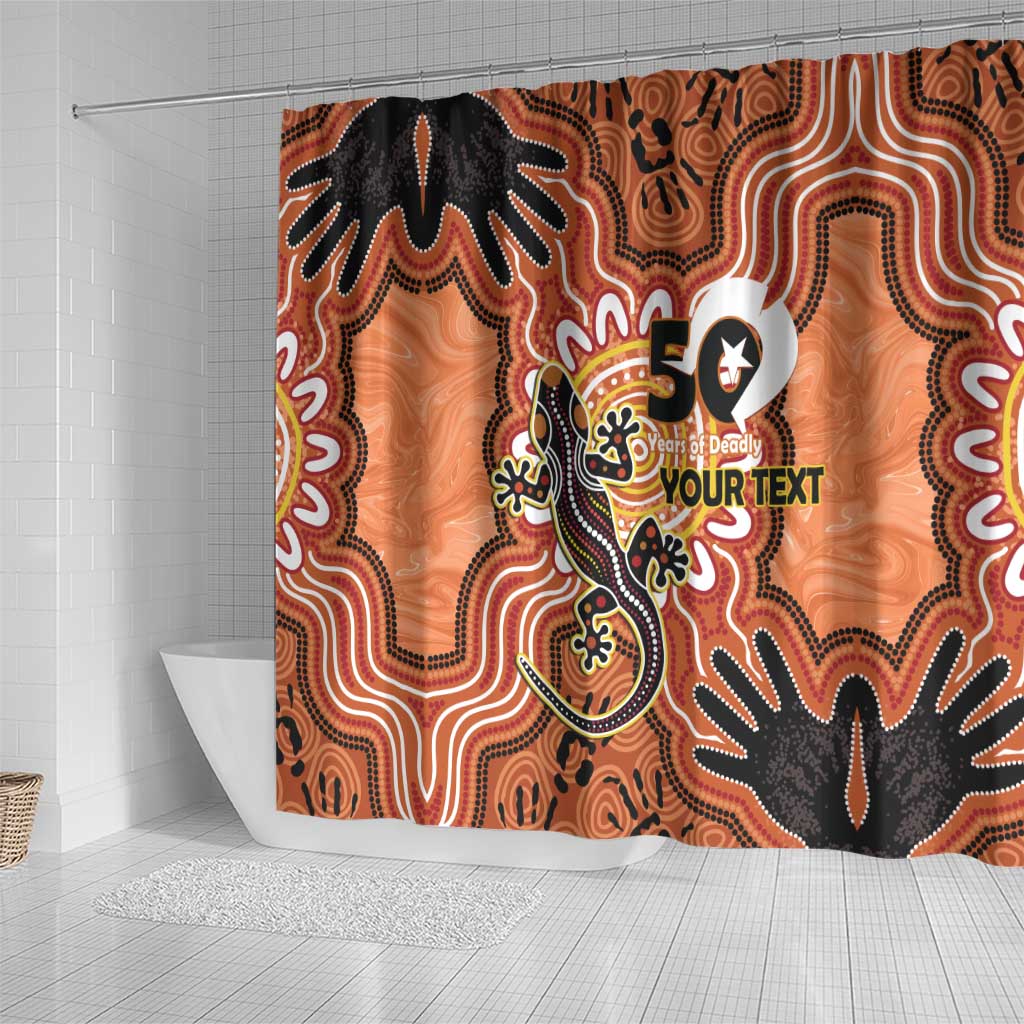 Personalised Australia Lizard NAIDOC Week 2026 Shower Curtain 50 Years of Deadly Aboriginal Art