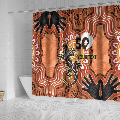 Personalised Australia Lizard NAIDOC Week 2026 Shower Curtain 50 Years of Deadly Aboriginal Art