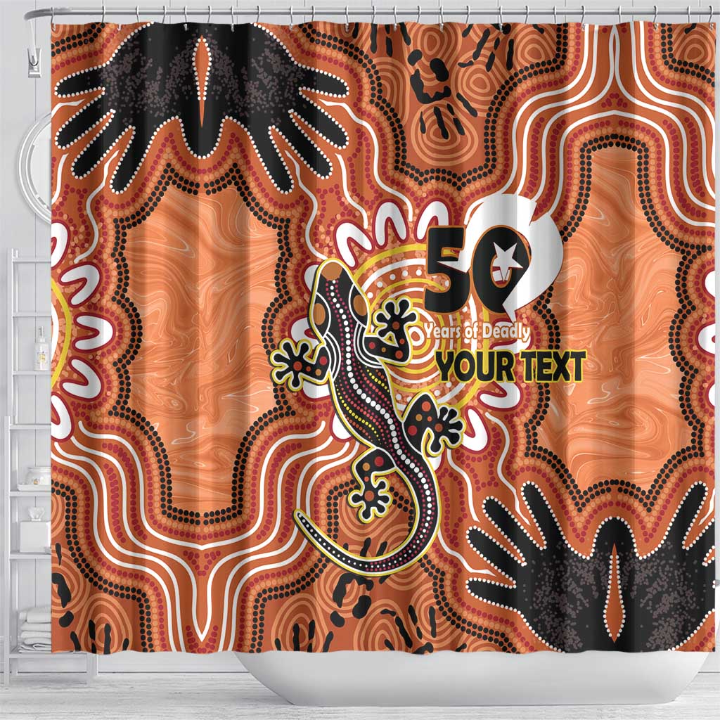 Personalised Australia Lizard NAIDOC Week 2026 Shower Curtain 50 Years of Deadly Aboriginal Art