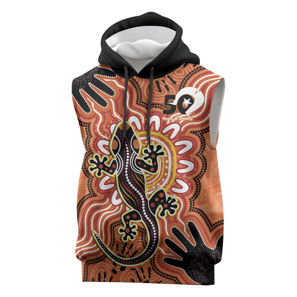 Personalised Australia Lizard NAIDOC Week 2026 Sleeveless Hoodie 50 Years of Deadly Aboriginal Art