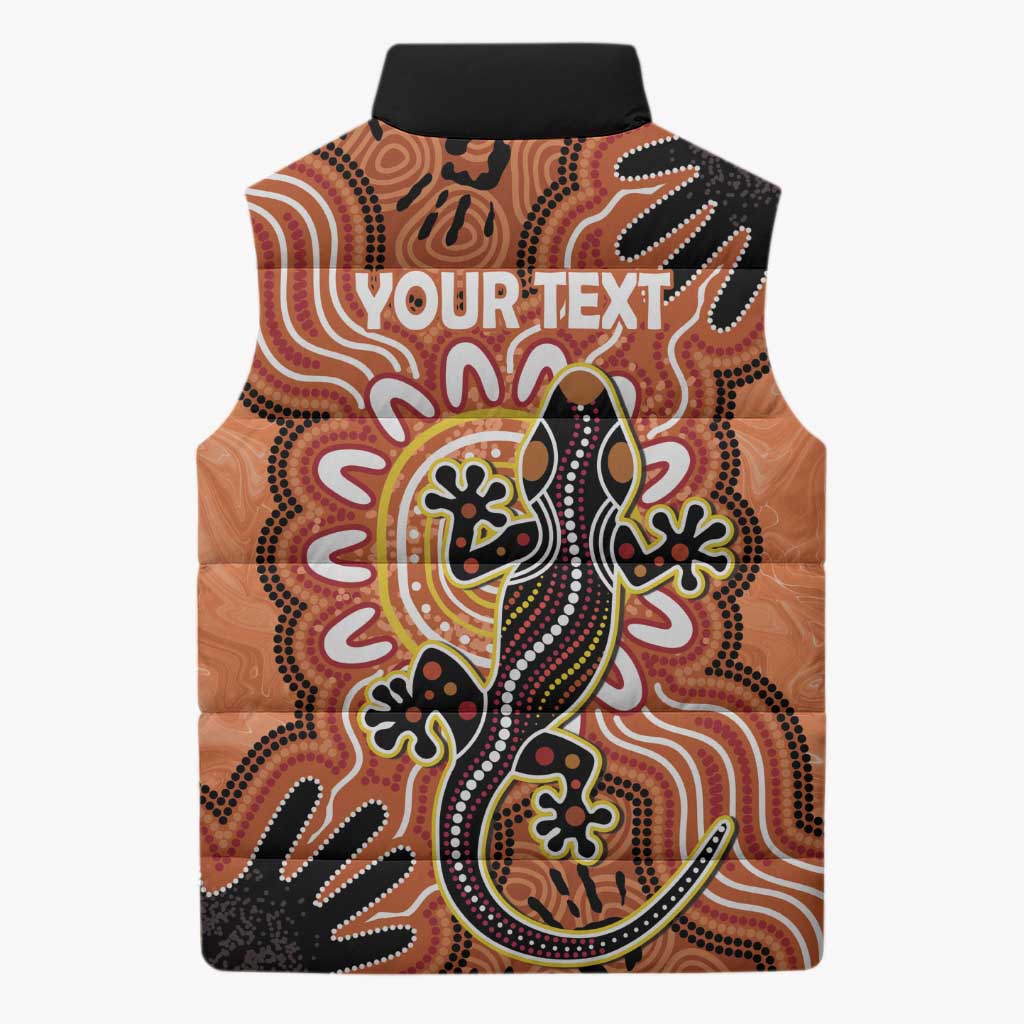 Personalised Australia Lizard NAIDOC Week 2026 Sleeveless Puffer Jacket 50 Years of Deadly Aboriginal Art