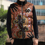 Personalised Australia Lizard NAIDOC Week 2026 Sleeveless Puffer Jacket 50 Years of Deadly Aboriginal Art