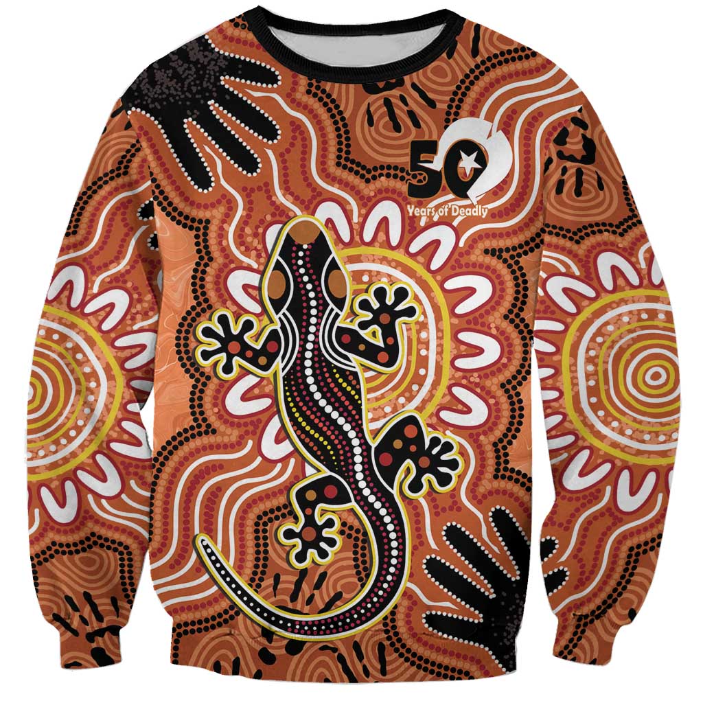 Personalised Australia Lizard NAIDOC Week 2026 Sweatshirt 50 Years of Deadly Aboriginal Art