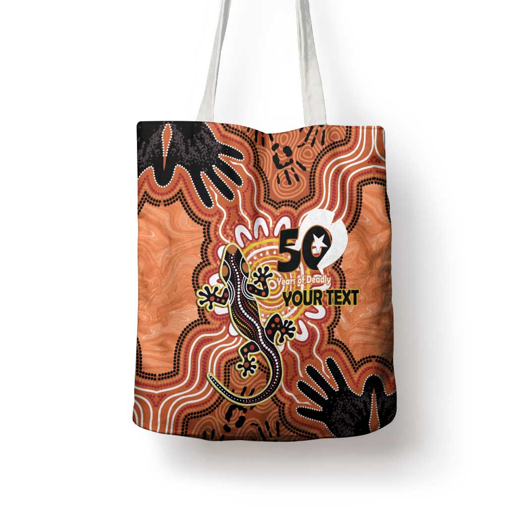 Personalised Australia Lizard NAIDOC Week 2026 Tote Bag 50 Years of Deadly Aboriginal Art