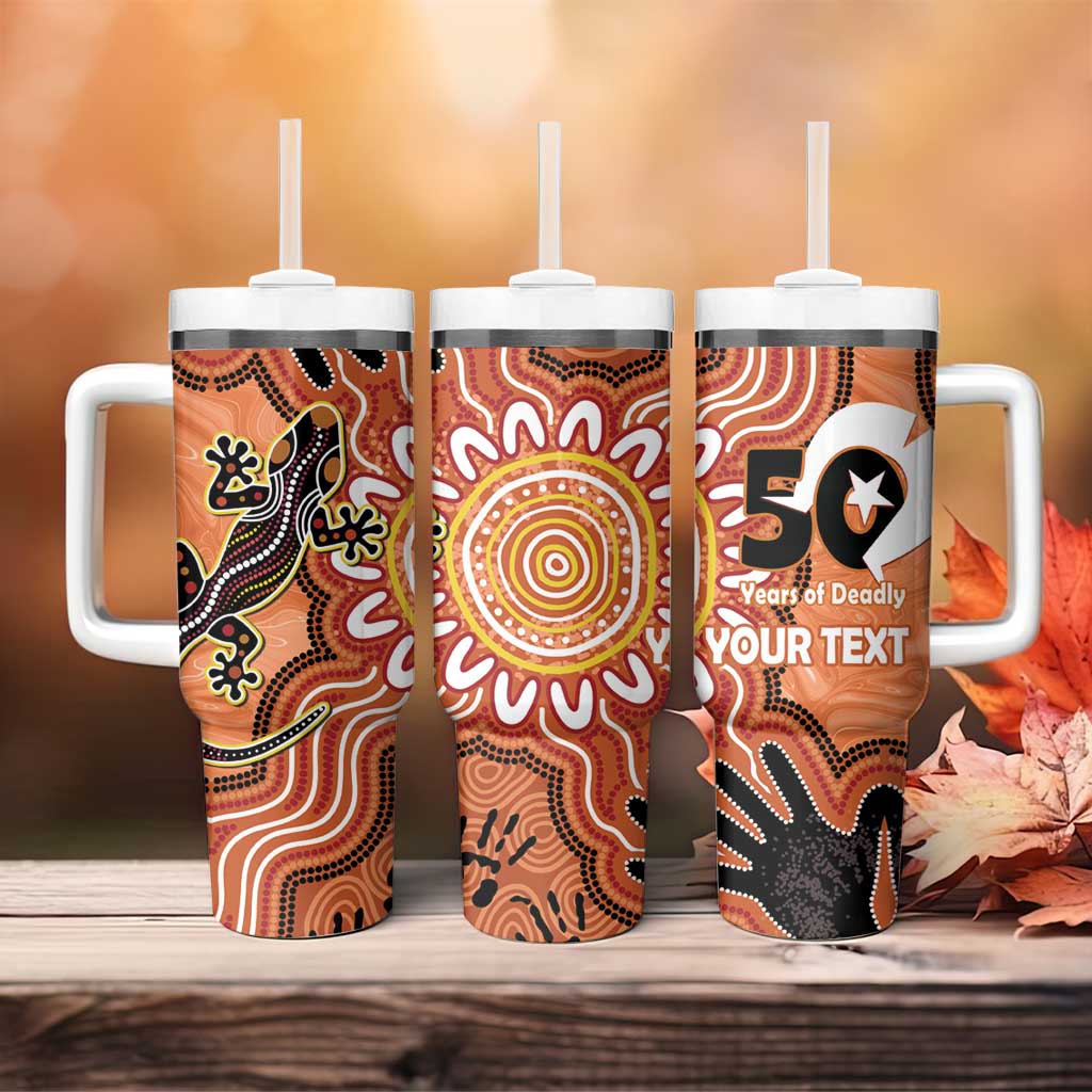 Personalised Australia Lizard NAIDOC Week 2026 Tumbler With Handle 50 Years of Deadly Aboriginal Art