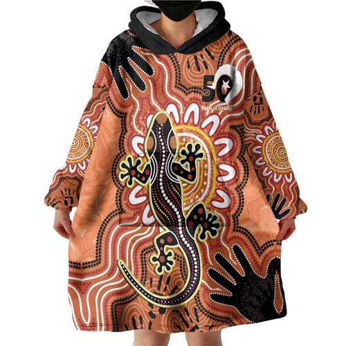 Personalised Australia Lizard NAIDOC Week 2026 Wearable Blanket Hoodie 50 Years of Deadly Aboriginal Art