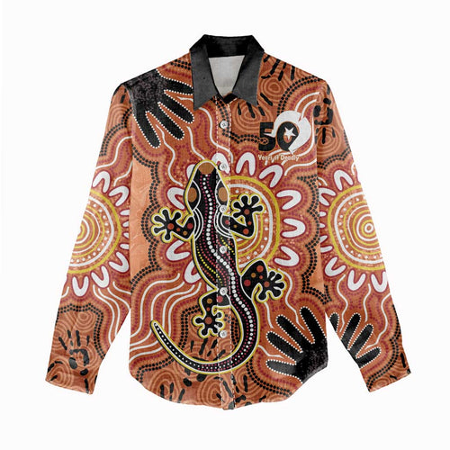 Personalised Australia Lizard NAIDOC Week 2026 Women Casual Shirt 50 Years of Deadly Aboriginal Art