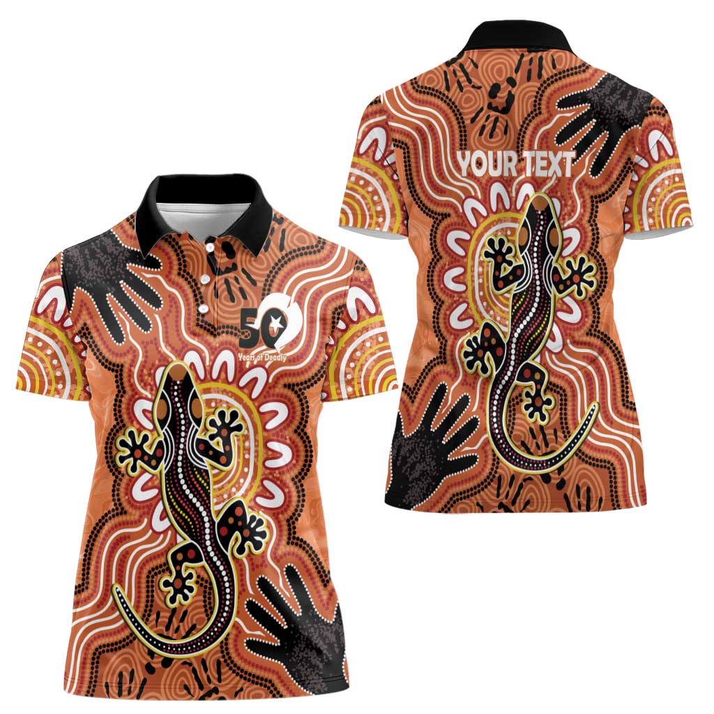 Personalised Australia Lizard NAIDOC Week 2026 Women Polo Shirt 50 Years of Deadly Aboriginal Art