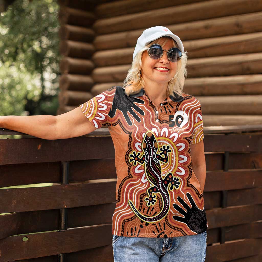 Personalised Australia Lizard NAIDOC Week 2026 Women Polo Shirt 50 Years of Deadly Aboriginal Art