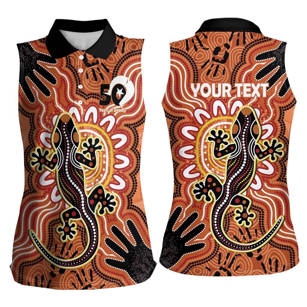 Personalised Australia Lizard NAIDOC Week 2026 Women Sleeveless Polo Shirt 50 Years of Deadly Aboriginal Art
