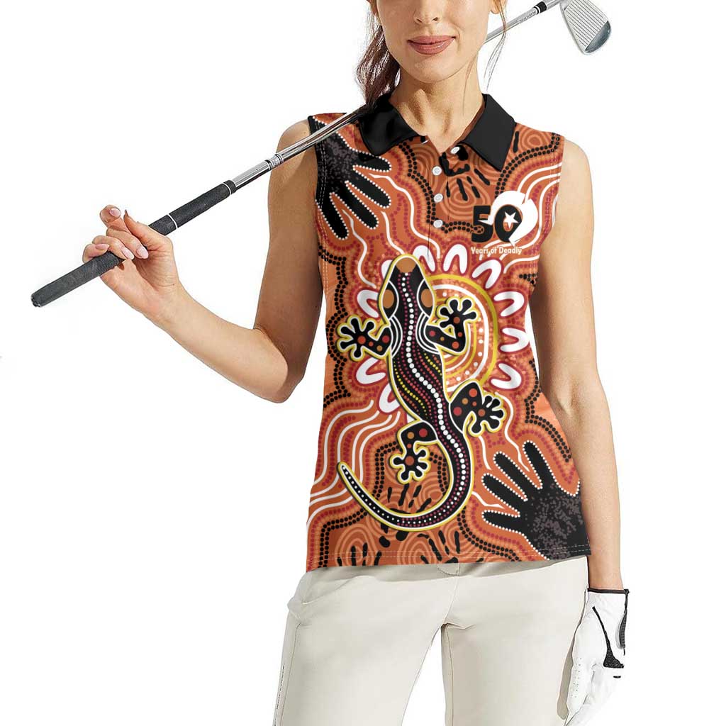 Personalised Australia Lizard NAIDOC Week 2026 Women Sleeveless Polo Shirt 50 Years of Deadly Aboriginal Art