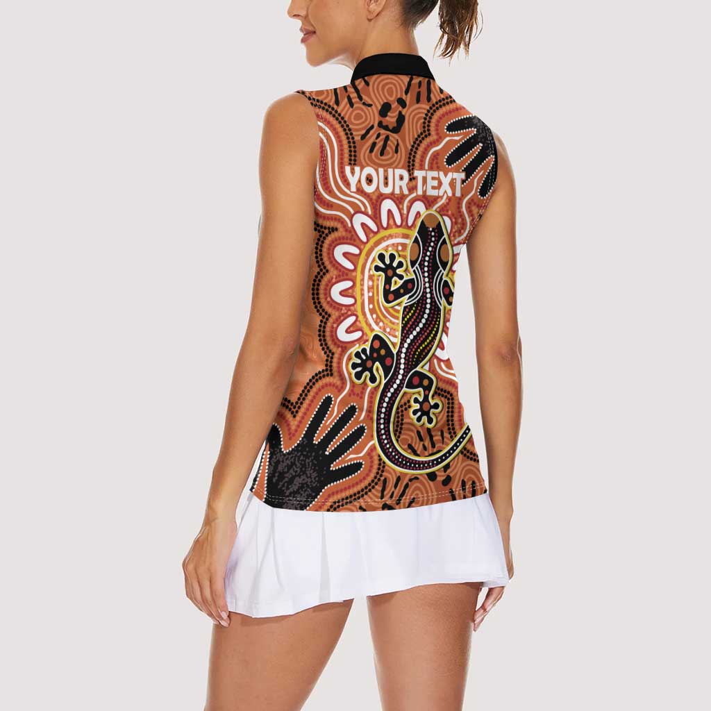 Personalised Australia Lizard NAIDOC Week 2026 Women Sleeveless Polo Shirt 50 Years of Deadly Aboriginal Art