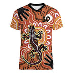 Personalised Australia Lizard NAIDOC Week 2026 Women V-Neck T-Shirt 50 Years of Deadly Aboriginal Art