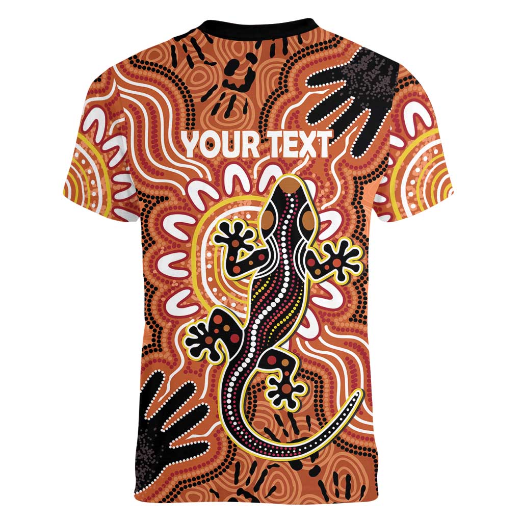 Personalised Australia Lizard NAIDOC Week 2026 Women V-Neck T-Shirt 50 Years of Deadly Aboriginal Art