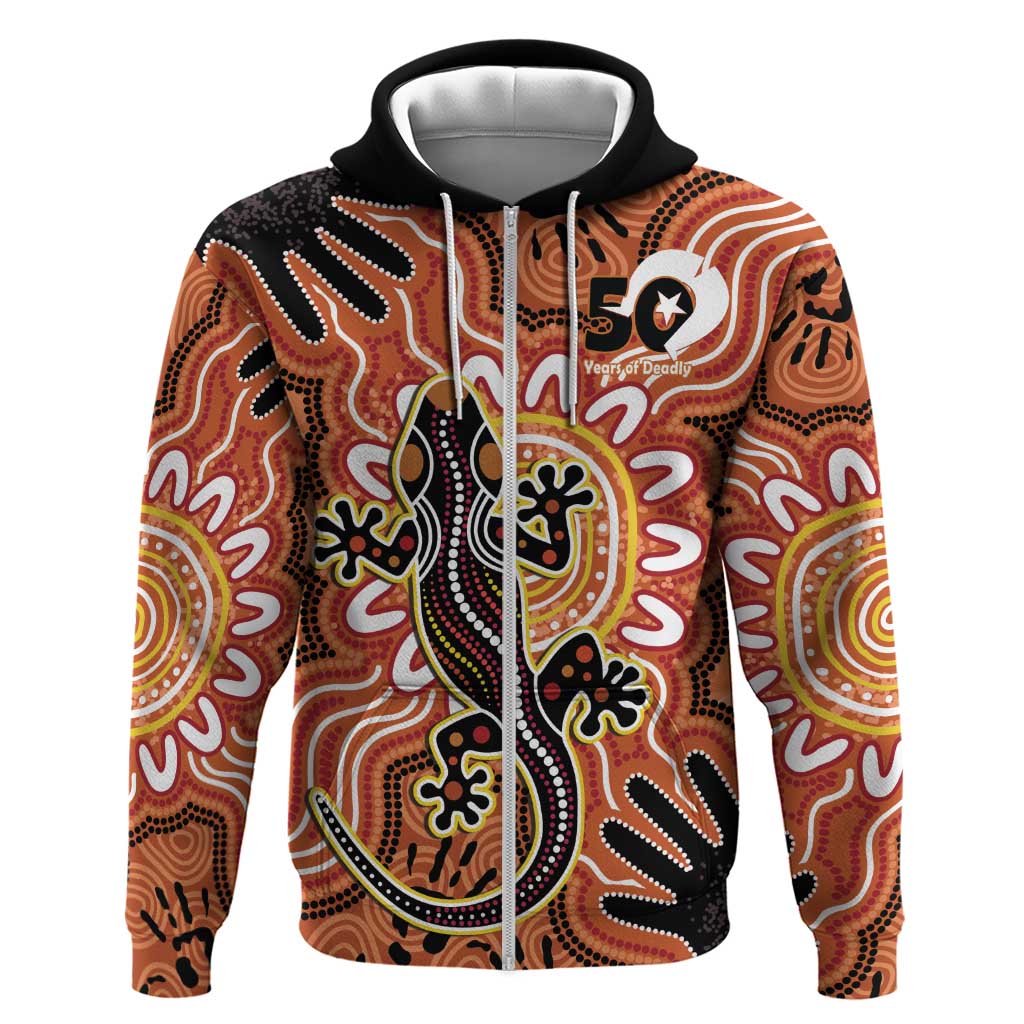 Personalised Australia Lizard NAIDOC Week 2026 Zip Hoodie 50 Years of Deadly Aboriginal Art