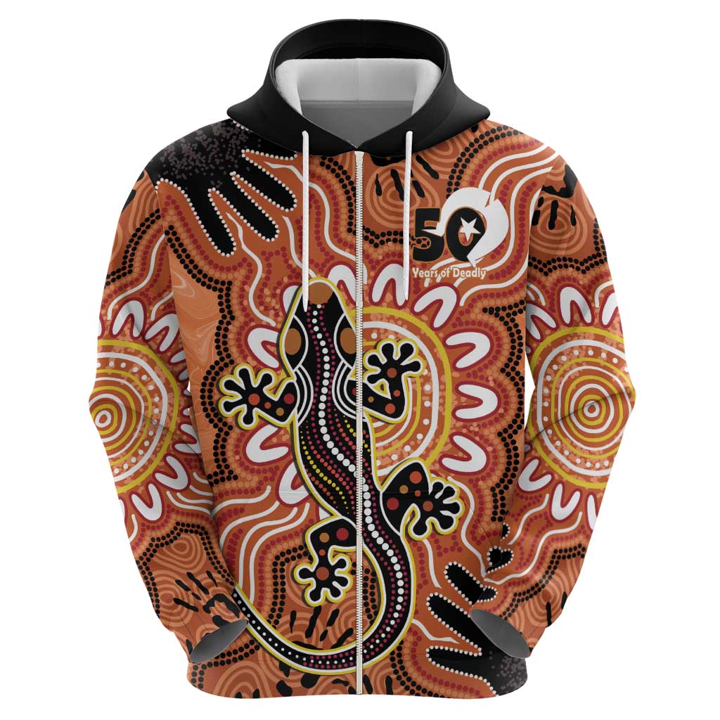 Personalised Australia Lizard NAIDOC Week 2026 Zip Hoodie 50 Years of Deadly Aboriginal Art