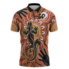 Personalised Australia Lizard NAIDOC Week 2026 Zipper Polo Shirt 50 Years of Deadly Aboriginal Art