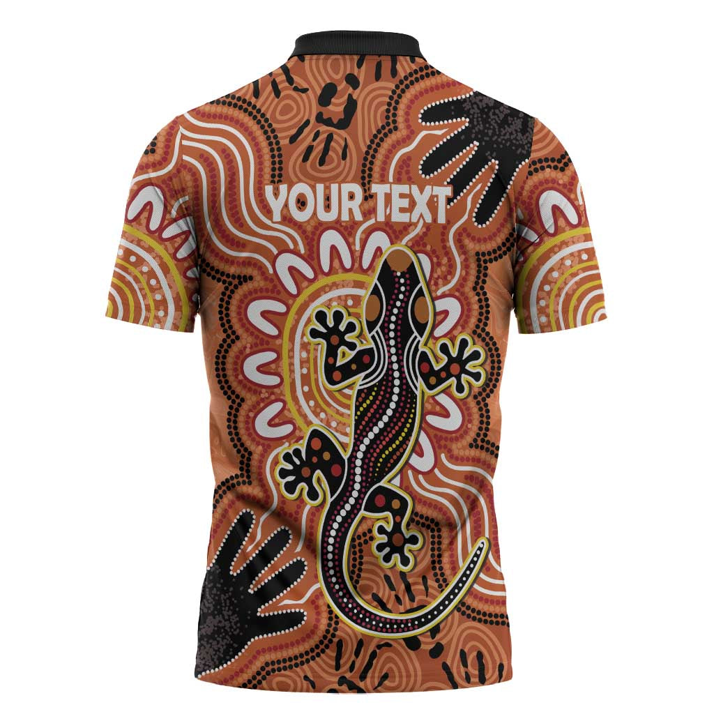 Personalised Australia Lizard NAIDOC Week 2026 Zipper Polo Shirt 50 Years of Deadly Aboriginal Art