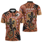 Personalised Australia Lizard NAIDOC Week 2026 Zipper Polo Shirt 50 Years of Deadly Aboriginal Art