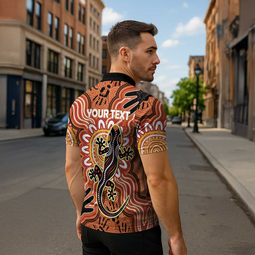 Personalised Australia Lizard NAIDOC Week 2026 Zipper Polo Shirt 50 Years of Deadly Aboriginal Art