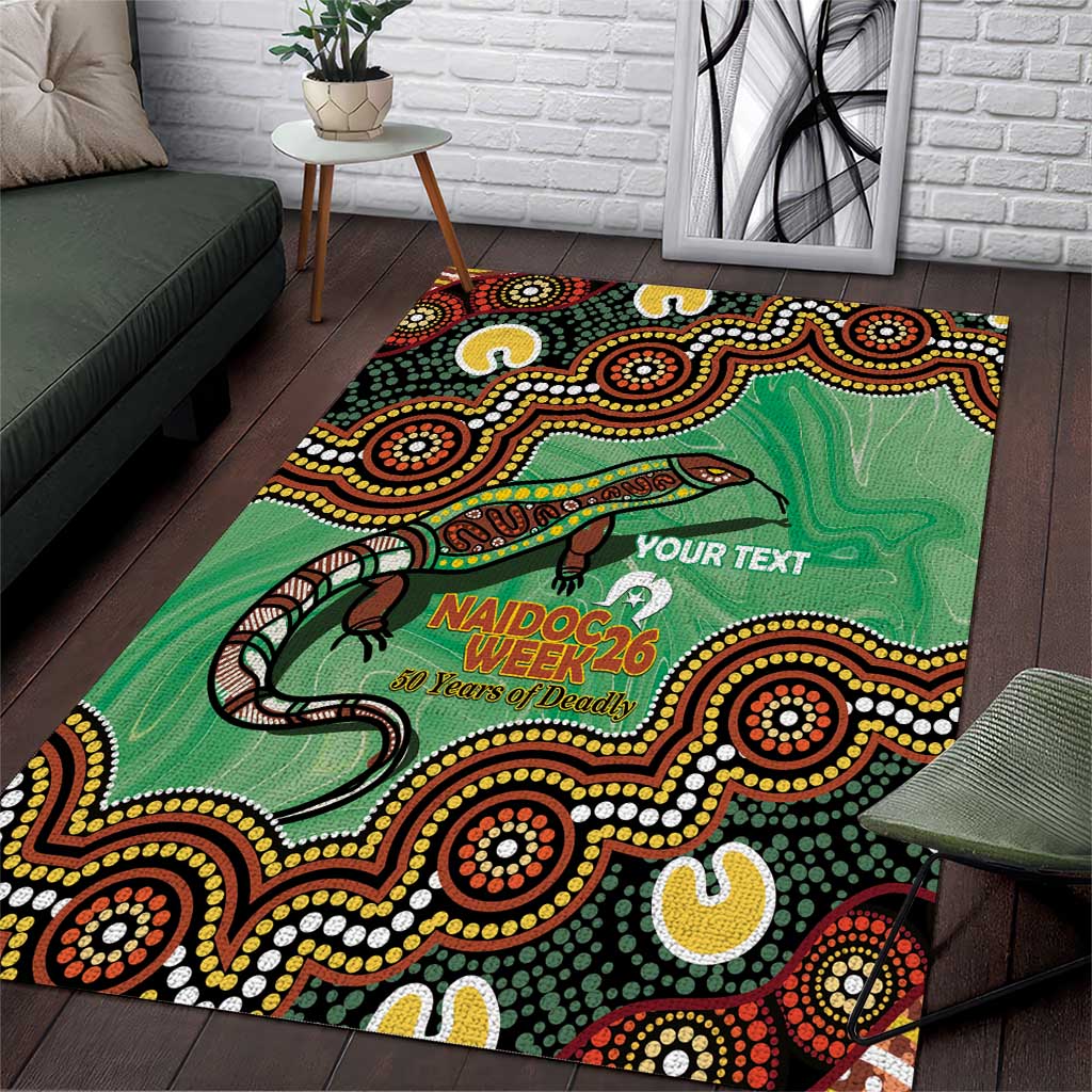 Personalised Australia Goanna NAIDOC Week 2026 Area Rug 50 Years of Deadly Aboriginal Art