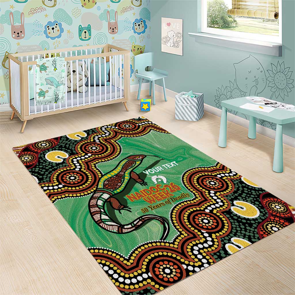 Personalised Australia Goanna NAIDOC Week 2026 Area Rug 50 Years of Deadly Aboriginal Art