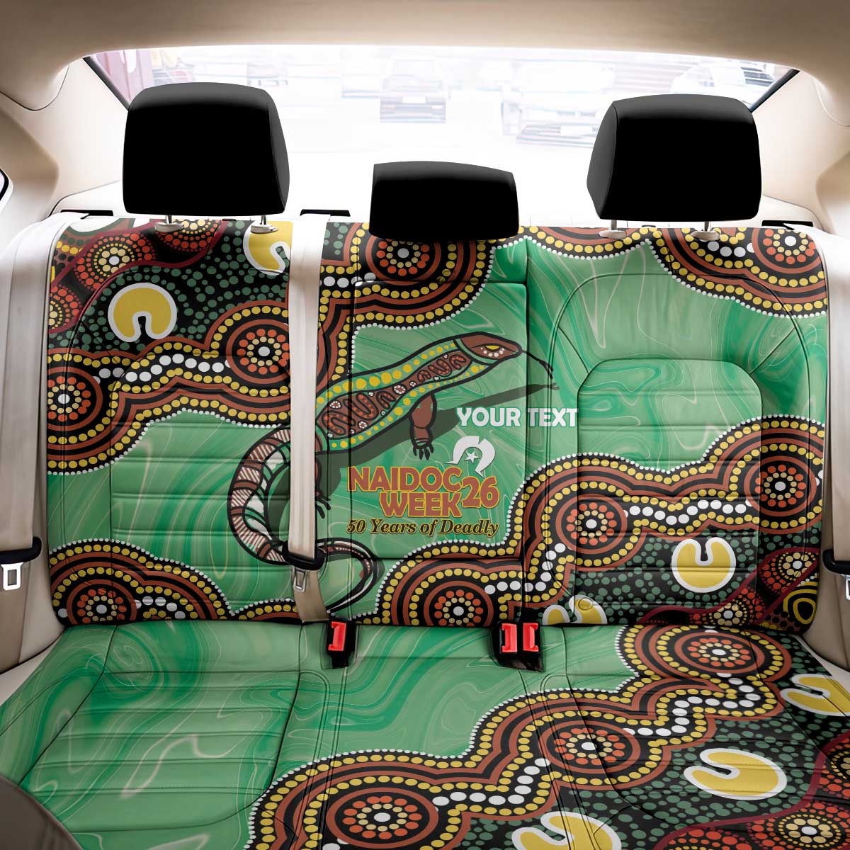 Personalised Australia Goanna NAIDOC Week 2026 Back Car Seat Cover 50 Years of Deadly Aboriginal Art