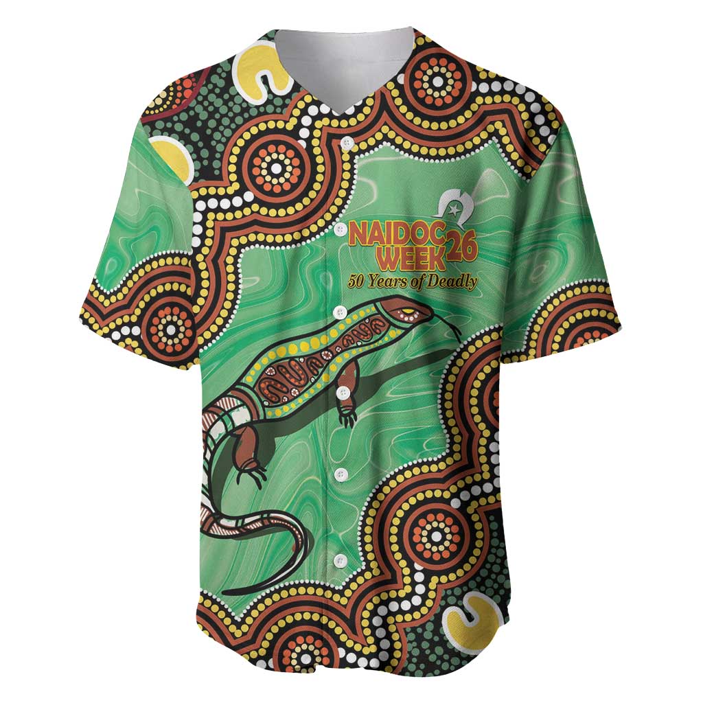 Personalised Australia Goanna NAIDOC Week 2026 Baseball Jersey 50 Years of Deadly Aboriginal Art