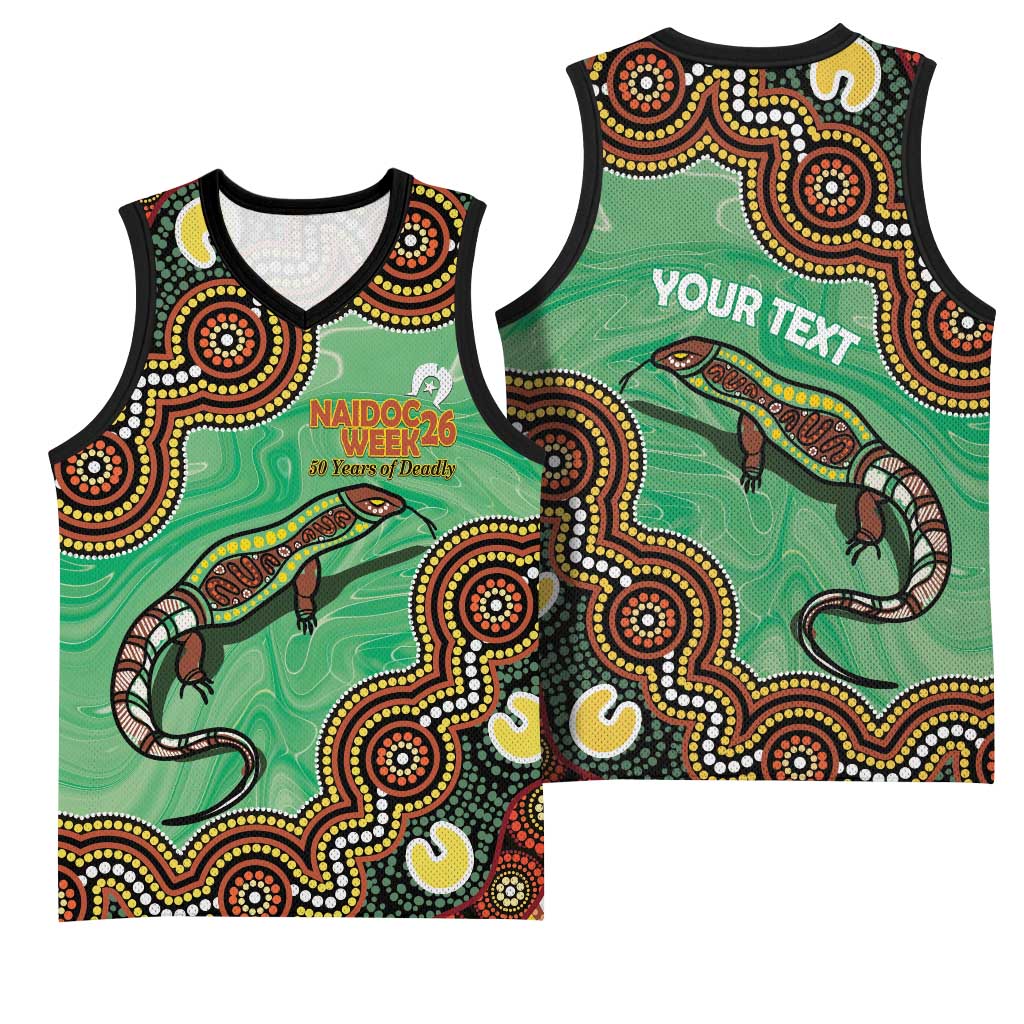 Personalised Australia Goanna NAIDOC Week 2026 Basketball Jersey 50 Years of Deadly Aboriginal Art