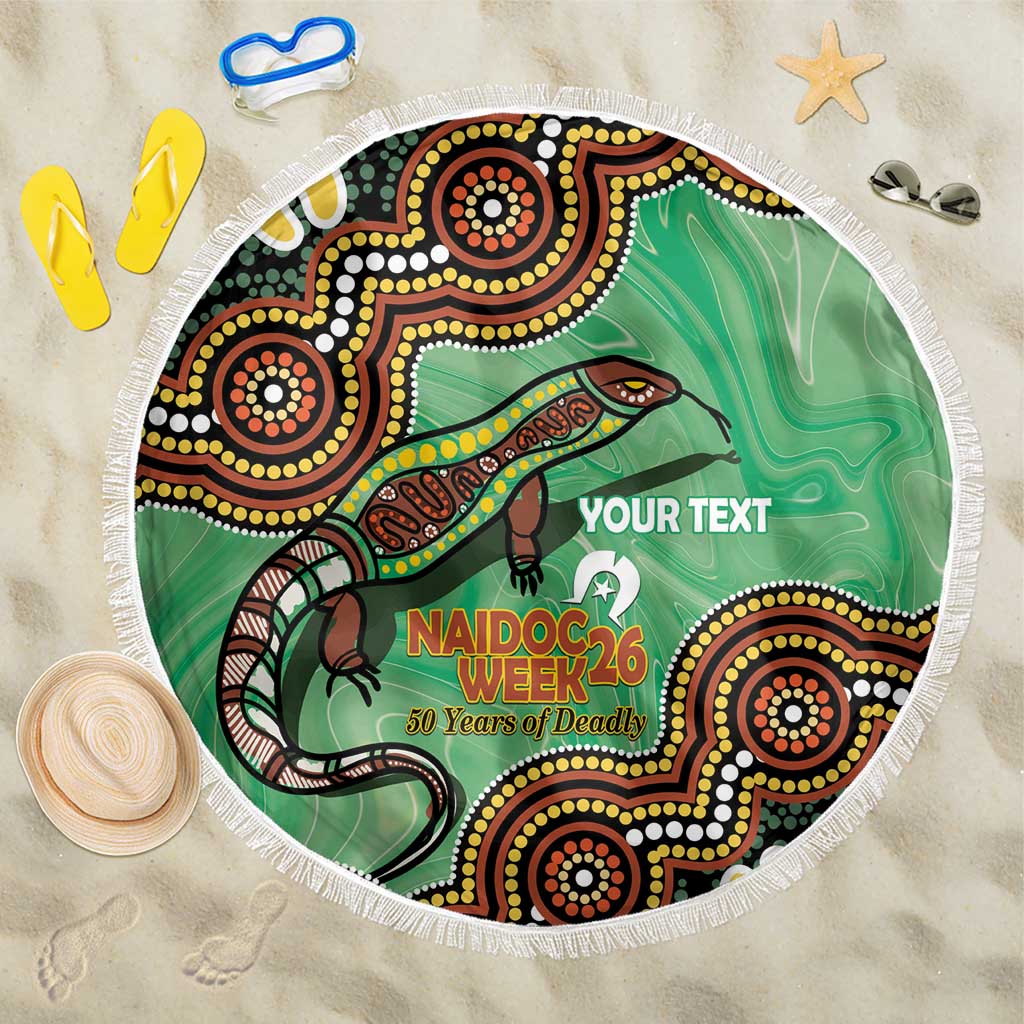Personalised Australia Goanna NAIDOC Week 2026 Beach Blanket 50 Years of Deadly Aboriginal Art