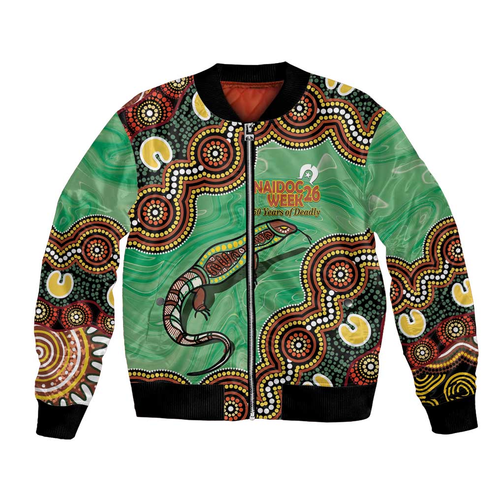 Personalised Australia Goanna NAIDOC Week 2026 Bomber Jacket 50 Years of Deadly Aboriginal Art