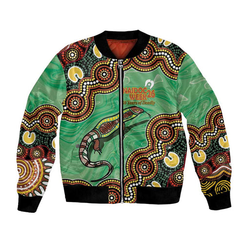 Personalised Australia Goanna NAIDOC Week 2026 Bomber Jacket 50 Years of Deadly Aboriginal Art