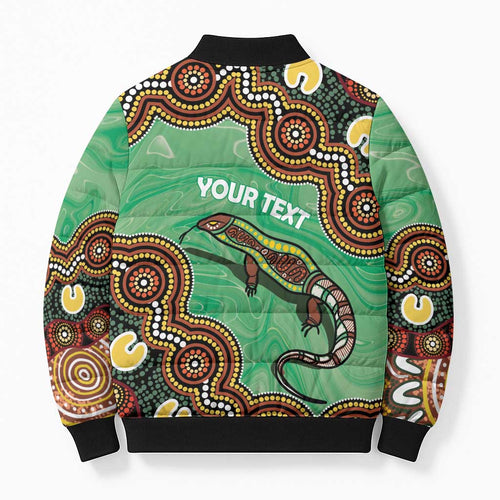 Personalised Australia Goanna NAIDOC Week 2026 Bomber Puffer Jacket 50 Years of Deadly Aboriginal Art