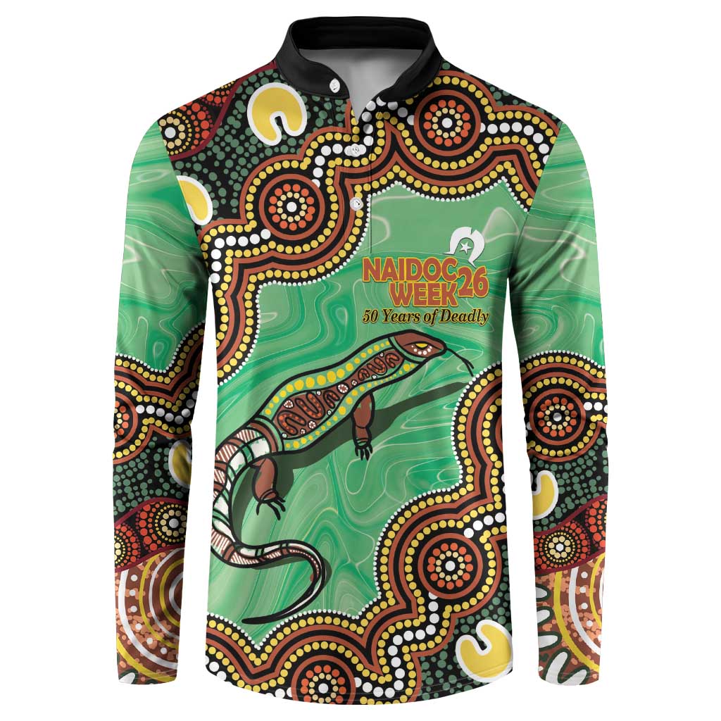 Personalised Australia Goanna NAIDOC Week 2026 Button Sweatshirt 50 Years of Deadly Aboriginal Art