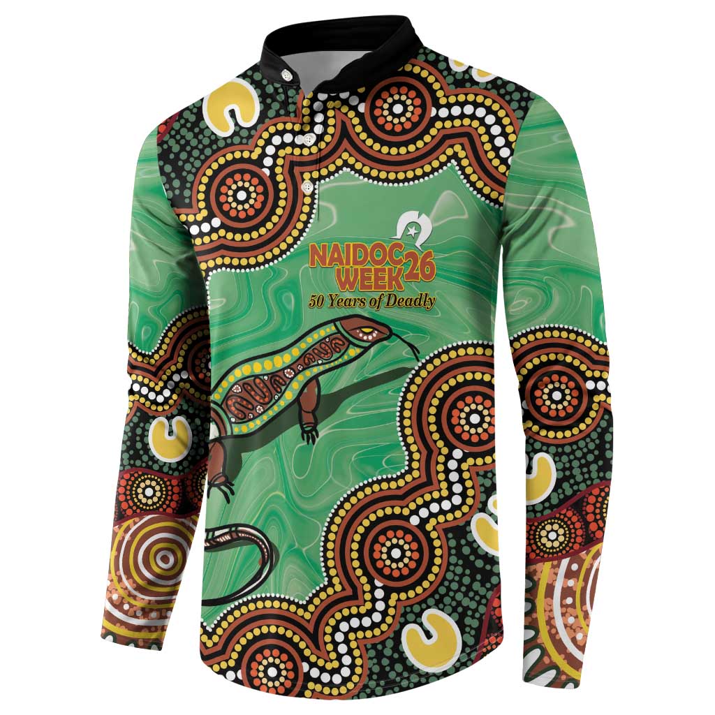 Personalised Australia Goanna NAIDOC Week 2026 Button Sweatshirt 50 Years of Deadly Aboriginal Art