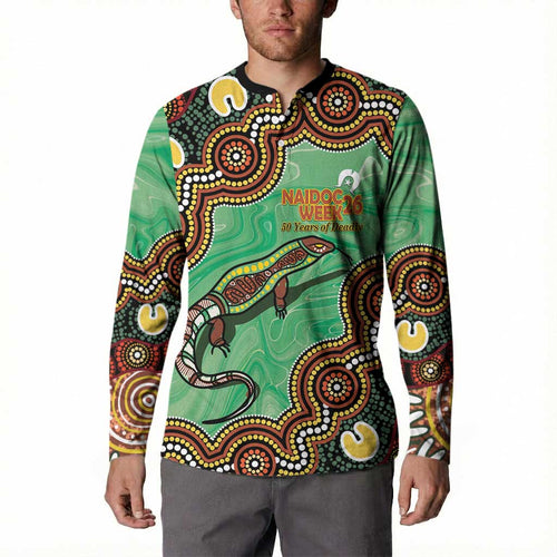 Personalised Australia Goanna NAIDOC Week 2026 Button Sweatshirt 50 Years of Deadly Aboriginal Art