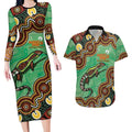 Personalised Australia Goanna NAIDOC Week 2026 Couples Matching Long Sleeve Bodycon Dress and Hawaiian Shirt 50 Years of Deadly Aboriginal Art