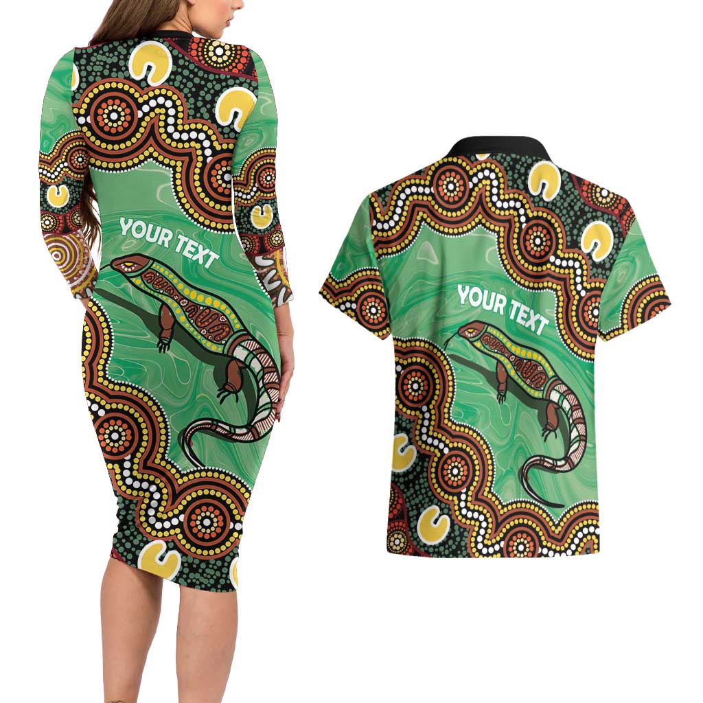 Personalised Australia Goanna NAIDOC Week 2026 Couples Matching Long Sleeve Bodycon Dress and Hawaiian Shirt 50 Years of Deadly Aboriginal Art