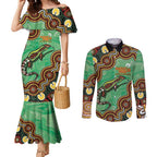 Personalised Australia Goanna NAIDOC Week 2026 Couples Matching Mermaid Dress and Long Sleeve Button Shirt 50 Years of Deadly Aboriginal Art