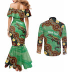 Personalised Australia Goanna NAIDOC Week 2026 Couples Matching Mermaid Dress and Long Sleeve Button Shirt 50 Years of Deadly Aboriginal Art