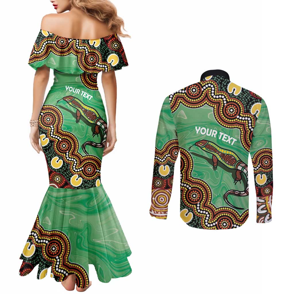Personalised Australia Goanna NAIDOC Week 2026 Couples Matching Mermaid Dress and Long Sleeve Button Shirt 50 Years of Deadly Aboriginal Art