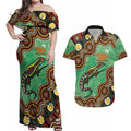 Personalised Australia Goanna NAIDOC Week 2026 Couples Matching Off Shoulder Maxi Dress and Hawaiian Shirt 50 Years of Deadly Aboriginal Art
