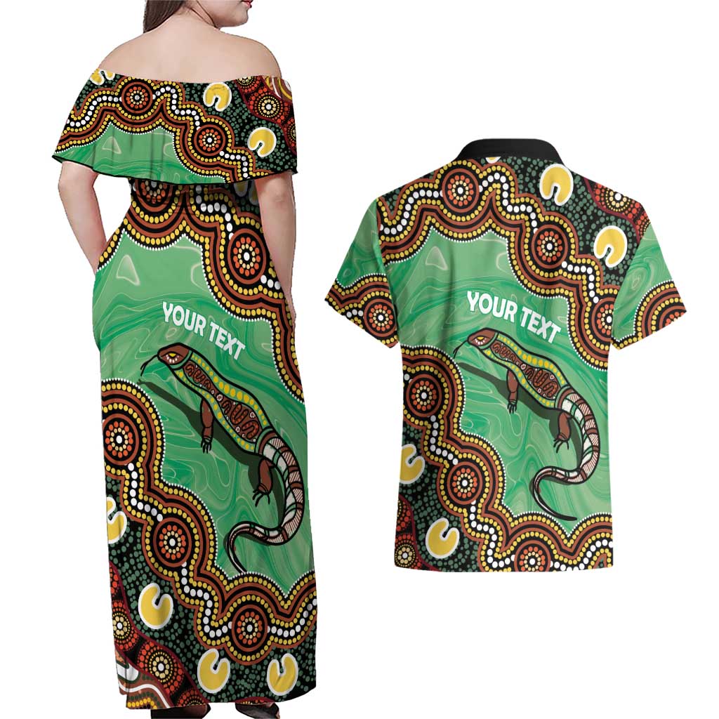 Personalised Australia Goanna NAIDOC Week 2026 Couples Matching Off Shoulder Maxi Dress and Hawaiian Shirt 50 Years of Deadly Aboriginal Art